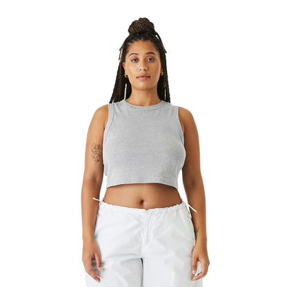 Athletic Heather - Side - Bella + Canvas Womens-Ladies Heather Micro-Rib Cropped Muscle Tank Top
