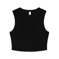 Solid Black - Front - Bella + Canvas Womens-Ladies Heather Micro-Rib Cropped Muscle Tank Top