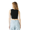 Solid Black - Back - Bella + Canvas Womens-Ladies Heather Micro-Rib Cropped Muscle Tank Top