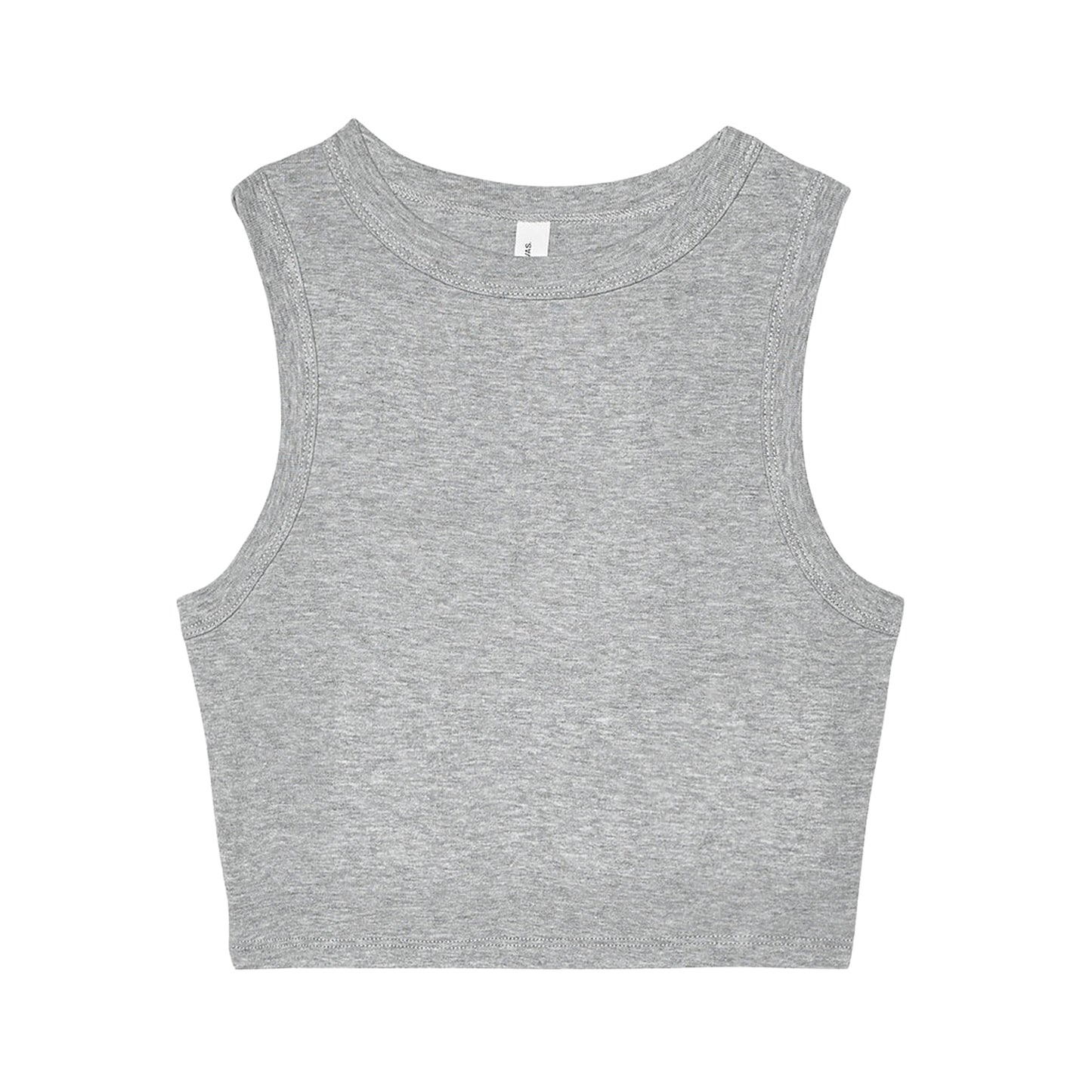 Athletic Heather - Front - Bella + Canvas Womens-Ladies Heather Micro-Rib Cropped Muscle Tank Top