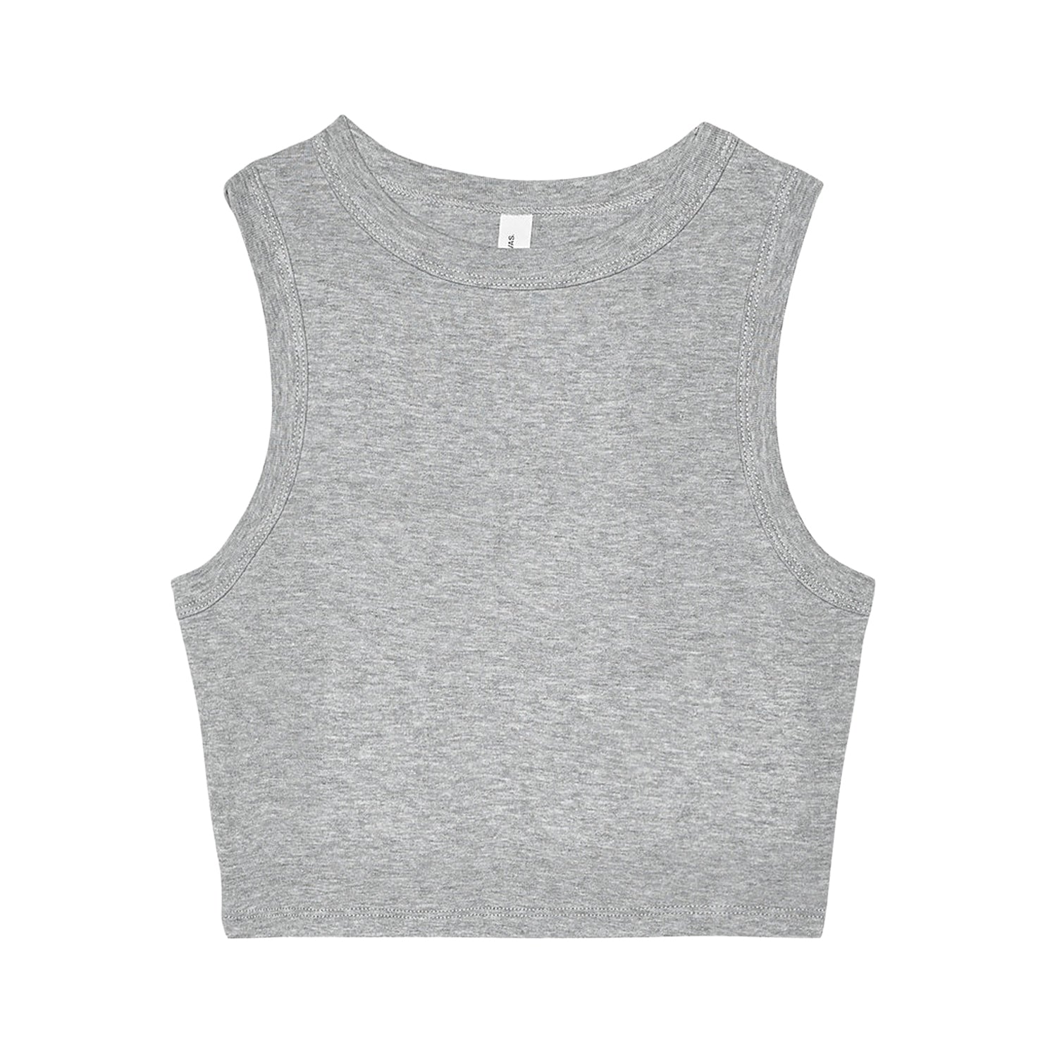 Athletic Heather - Front - Bella + Canvas Womens-Ladies Heather Micro-Rib Cropped Muscle Tank Top