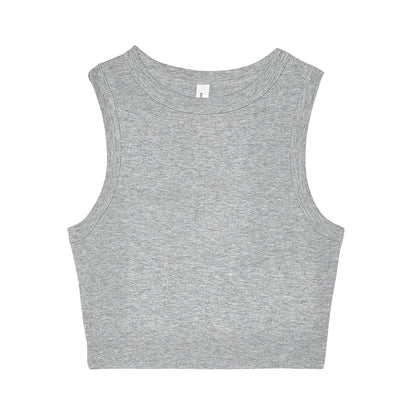 Athletic Heather - Front - Bella + Canvas Womens-Ladies Heather Micro-Rib Cropped Muscle Tank Top