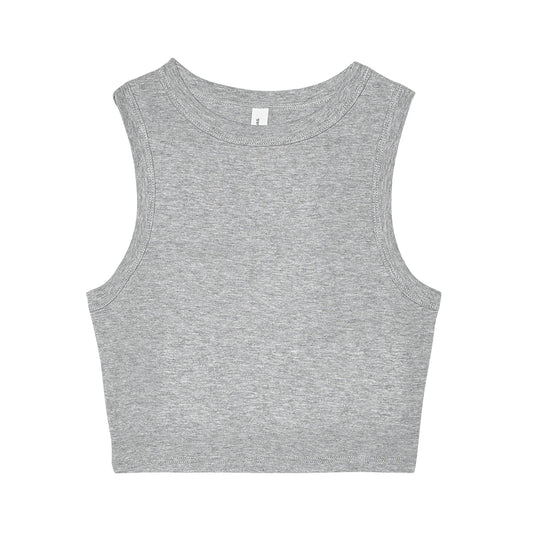 Athletic Heather - Front - Bella + Canvas Womens-Ladies Heather Micro-Rib Cropped Muscle Tank Top