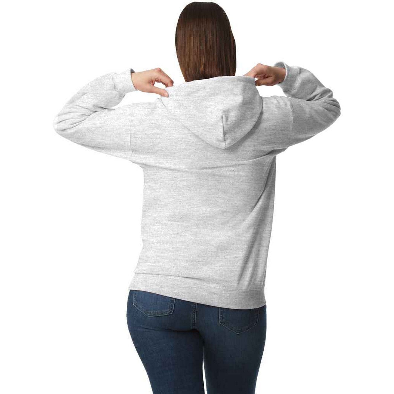 Ash Grey - Back - Gildan Unisex Adult Midweight Fleece Hoodie