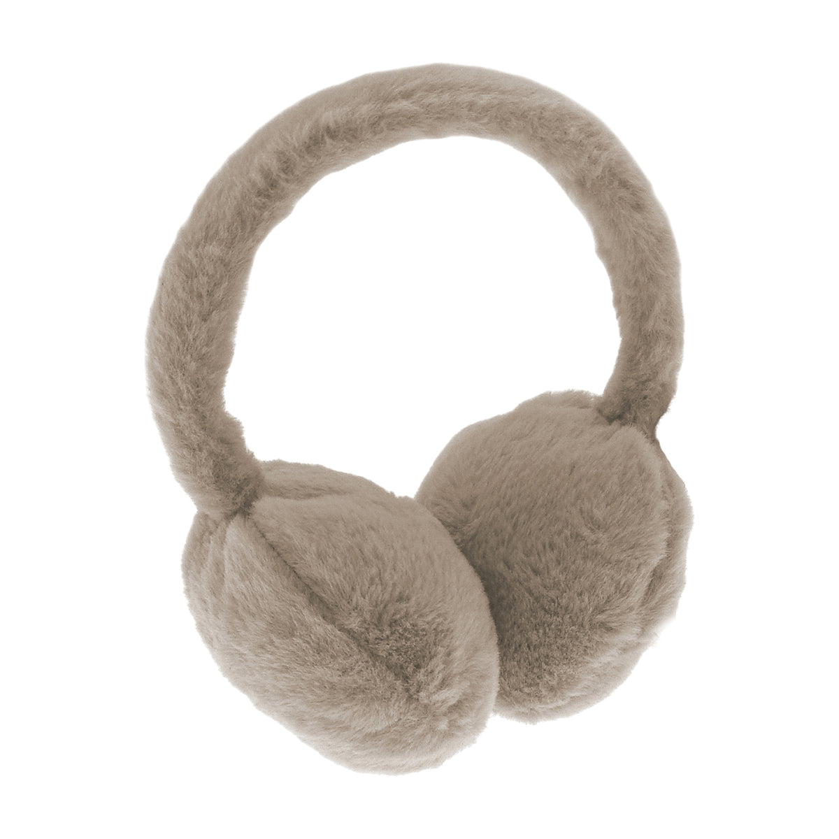 Natural - Front - Ribbon Faux Fur Earmuffs