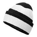 Black-Soft White - Back - Beechfield Colour Block Beanie