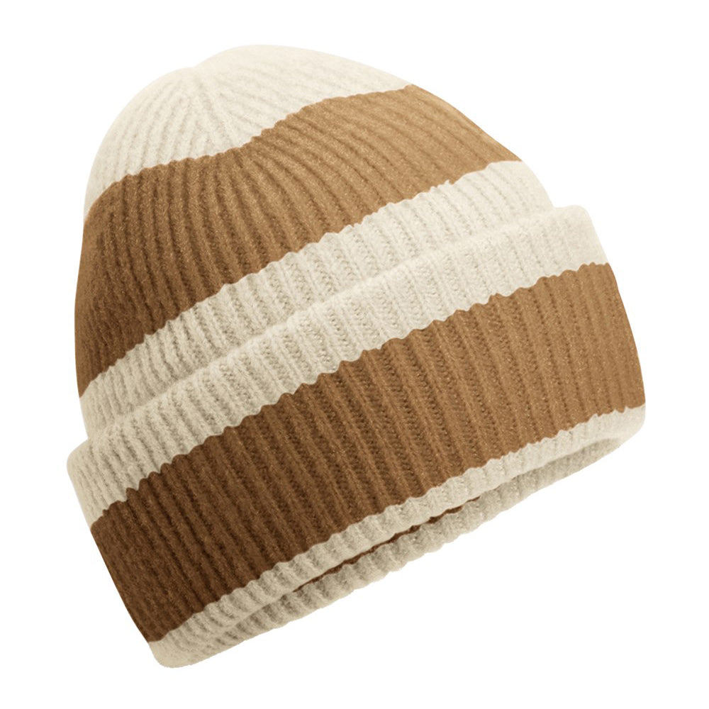 Natural Stone-Dusty Blue - Front - Beechfield Colour Block Beanie