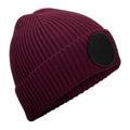Burgundy-Black - Front - Beechfield Patch Circular Patch Beanie