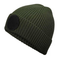 Olive Green-Black - Back - Beechfield Patch Circular Patch Beanie