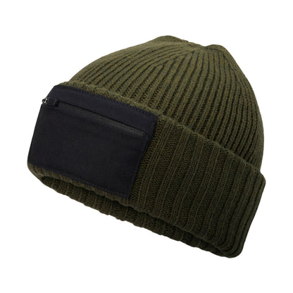 Military Green-Black - Back - Beechfield Zip Patch Beanie