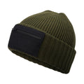 Military Green-Black - Back - Beechfield Zip Patch Beanie