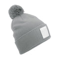 Ash-White - Front - Beechfield Pom Pom Appliqué Patch Beanie