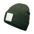 Olive Green-White - Back - Beechfield Appliqué Patch Beanie