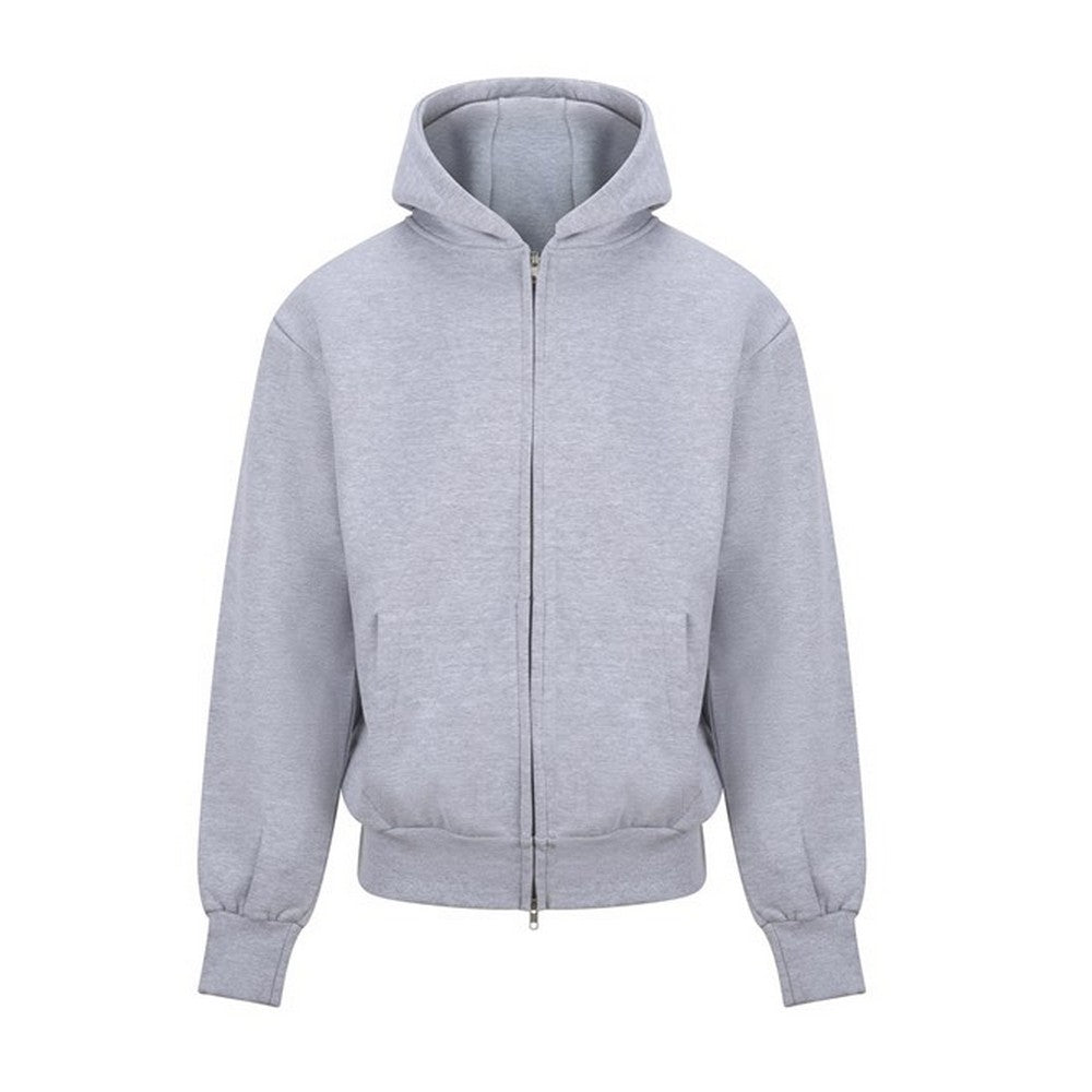 Grey - Front - Awdis Mens Signature Heather Heavyweight Full Zip Hoodie
