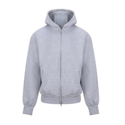 Grey - Front - Awdis Mens Signature Heather Heavyweight Full Zip Hoodie