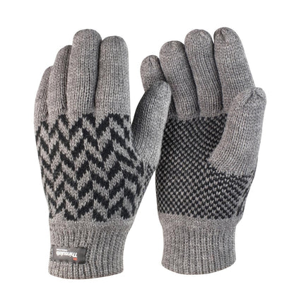 Grey-Black - Front - Result Winter Essentials Unisex Adult Thinsulate Patterned Winter Gloves