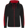 Jet Black-Fire Red - Front - Awdis Mens Polyester Sport Full Zip Hoodie