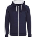 Oxford Navy-Arctic White - Front - Awdis Mens Polyester Sport Full Zip Hoodie