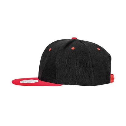 Black-Red - Side - Result Headwear Original Bronx Flat Snapback Cap