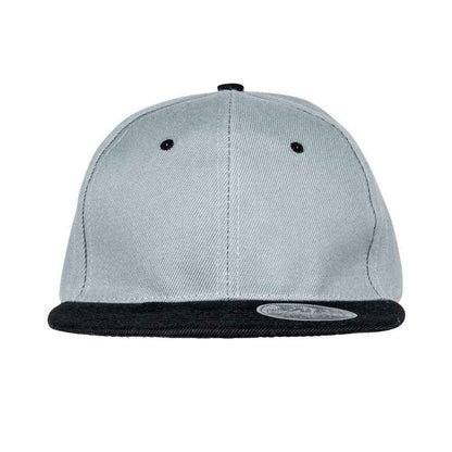 Heather Grey-Black - Front - Result Headwear Original Bronx Flat Snapback Cap