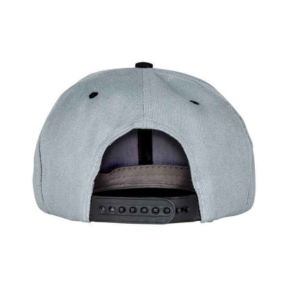 Heather Grey-Black - Back - Result Headwear Original Bronx Flat Snapback Cap