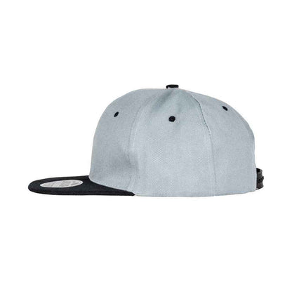 Heather Grey-Black - Side - Result Headwear Original Bronx Flat Snapback Cap