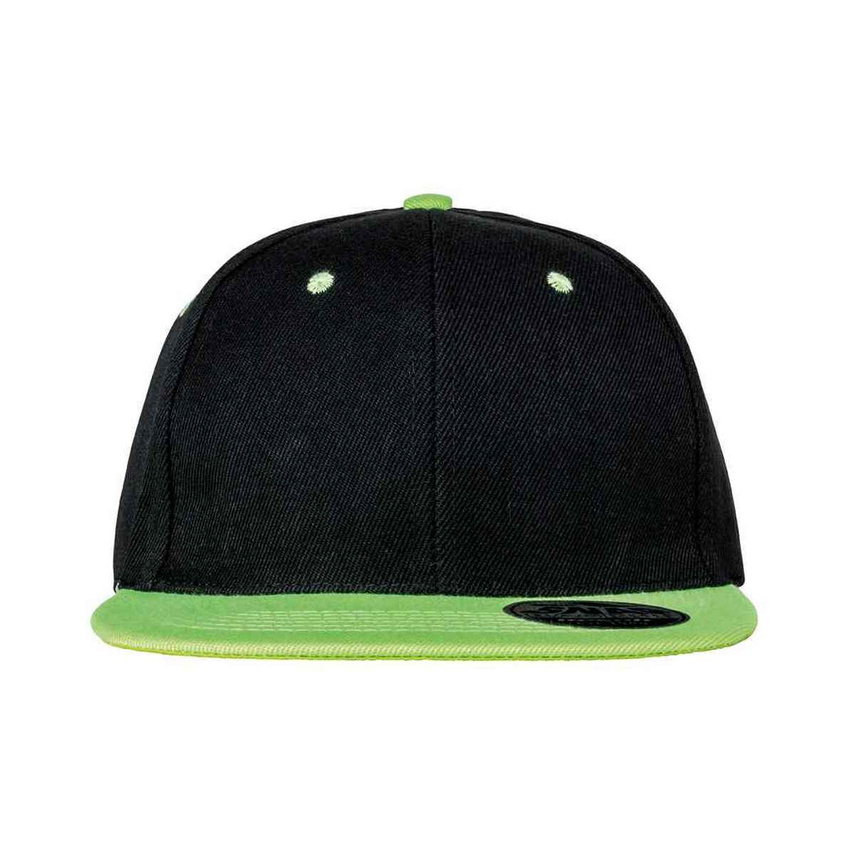 Black-Lime - Front - Result Headwear Original Bronx Flat Snapback Cap