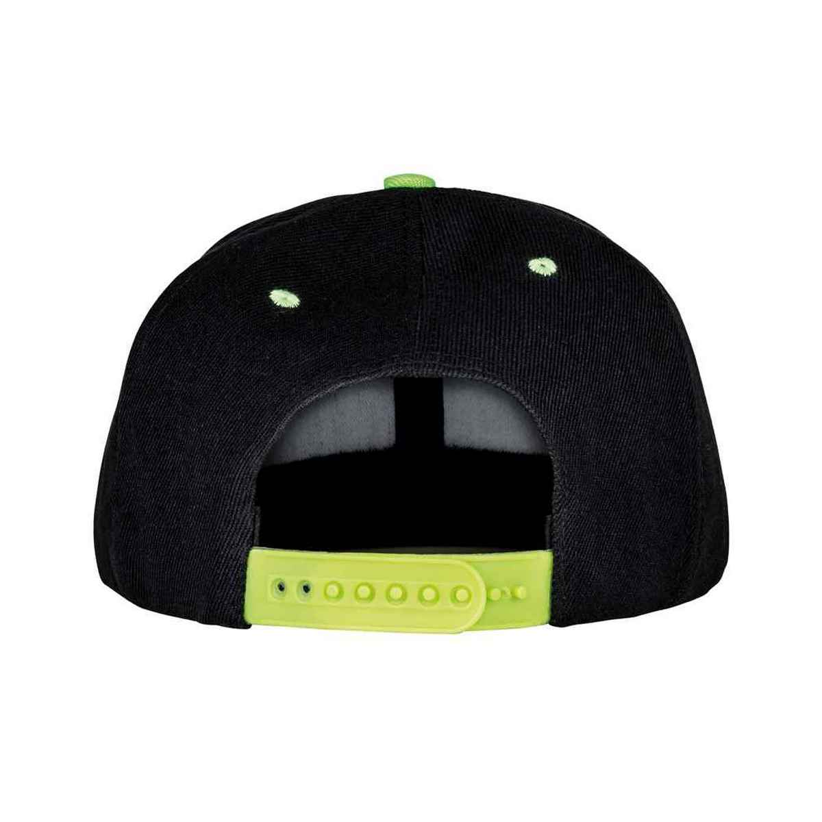 Black-Lime - Back - Result Headwear Original Bronx Flat Snapback Cap