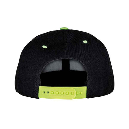 Black-Lime - Back - Result Headwear Original Bronx Flat Snapback Cap