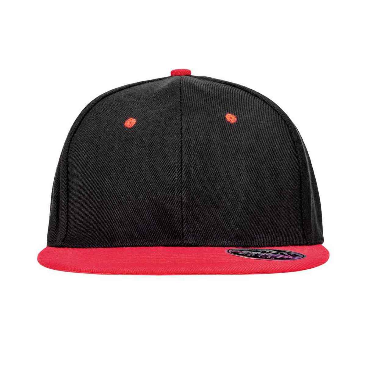 Black-Red - Front - Result Headwear Original Bronx Flat Snapback Cap