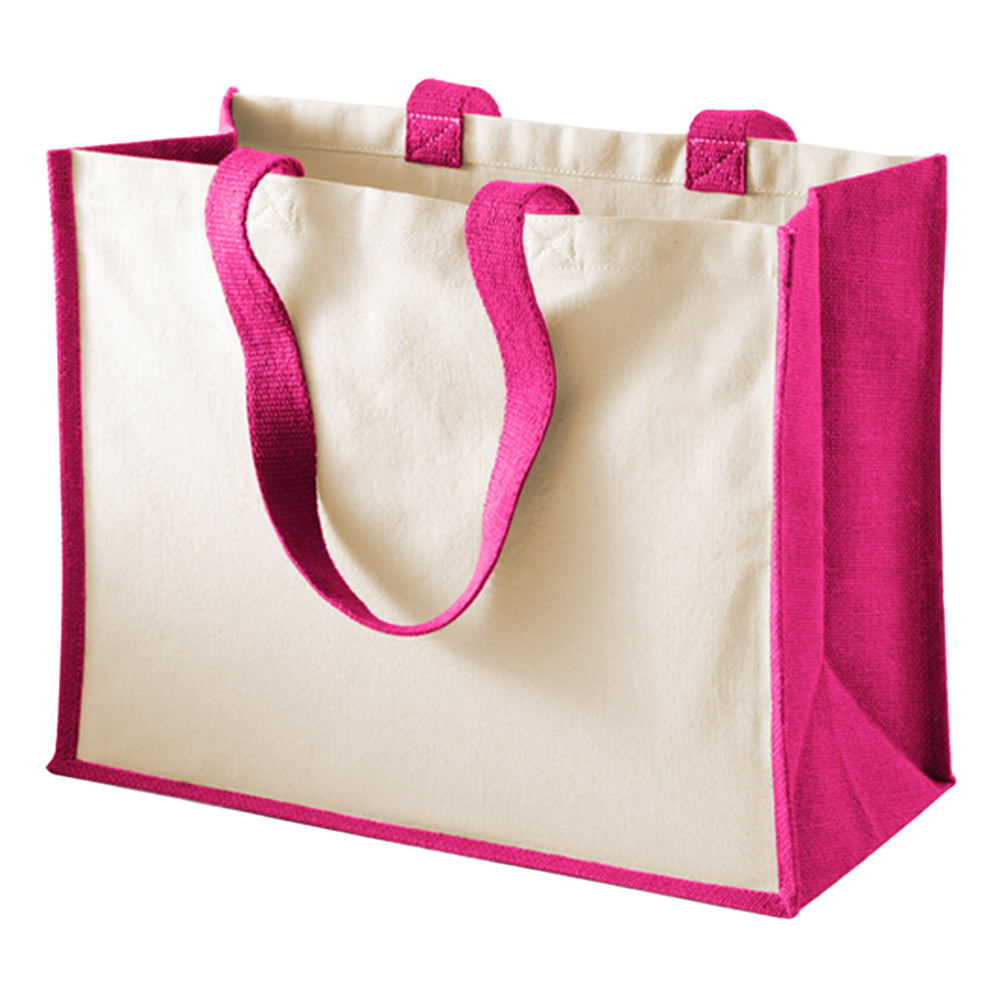Fuchsia - Back - Westford Mill Classic Jute Printable Shopper Bag