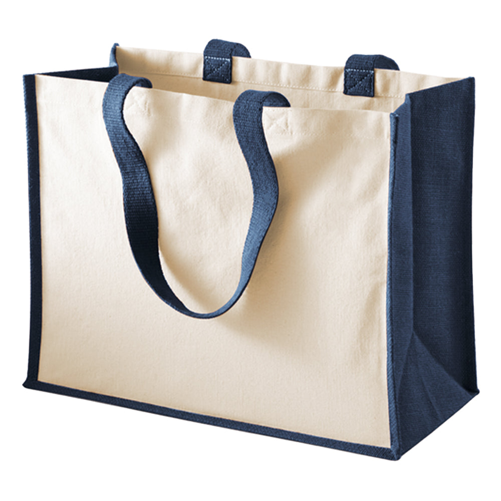Navy - Back - Westford Mill Classic Jute Printable Shopper Bag