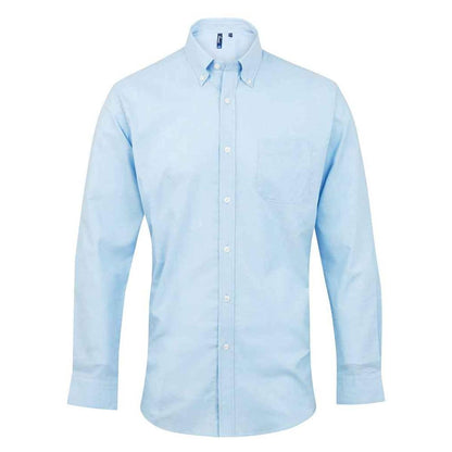 Light Blue - Front - Premier Mens Signature Oxford Long-Sleeved Formal Shirt