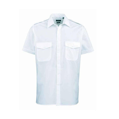 Light Blue - Front - Premier Mens Short-Sleeved Pilot Shirt
