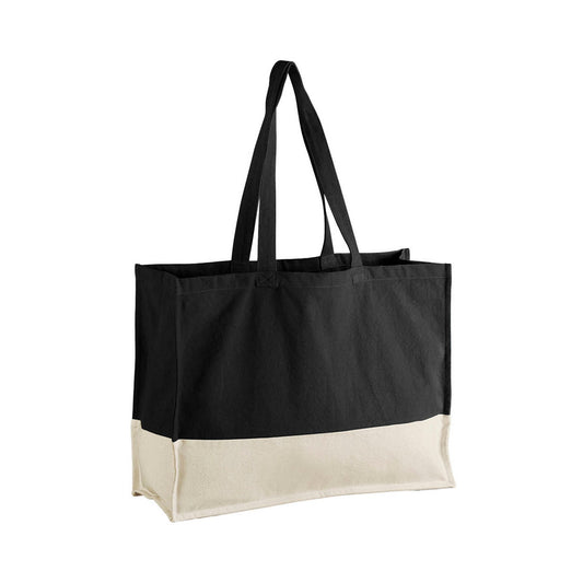 Black-Natural - Front - Westford Mill EarthAware Contrast Organic Shopper Bag