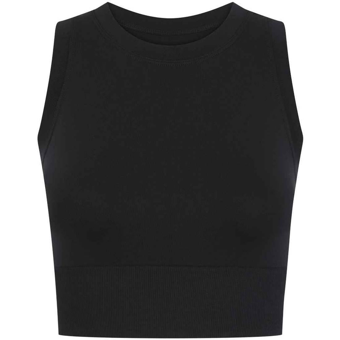 Black - Front - Tombo Womens-Ladies Cropped Tank Top