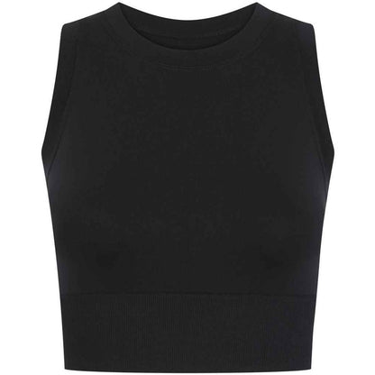 Black - Front - Tombo Womens-Ladies Cropped Tank Top