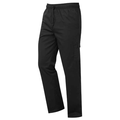 Black - Side - Premier Unisex Adult Essential Cargo Pocket Chef Trousers