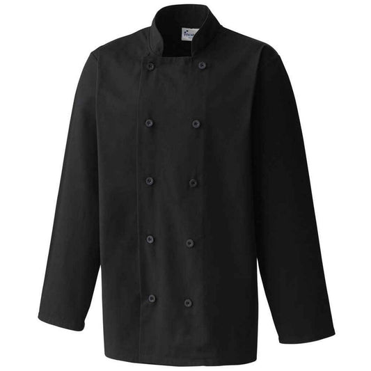 Black - Front - Premier Mens Long-Sleeved Chef Jacket