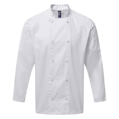 White - Front - Premier Mens Coolchecker Long-Sleeved Chef Jacket