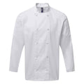 White - Front - Premier Mens Coolchecker Long-Sleeved Chef Jacket