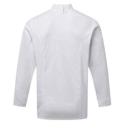White - Back - Premier Mens Coolchecker Long-Sleeved Chef Jacket
