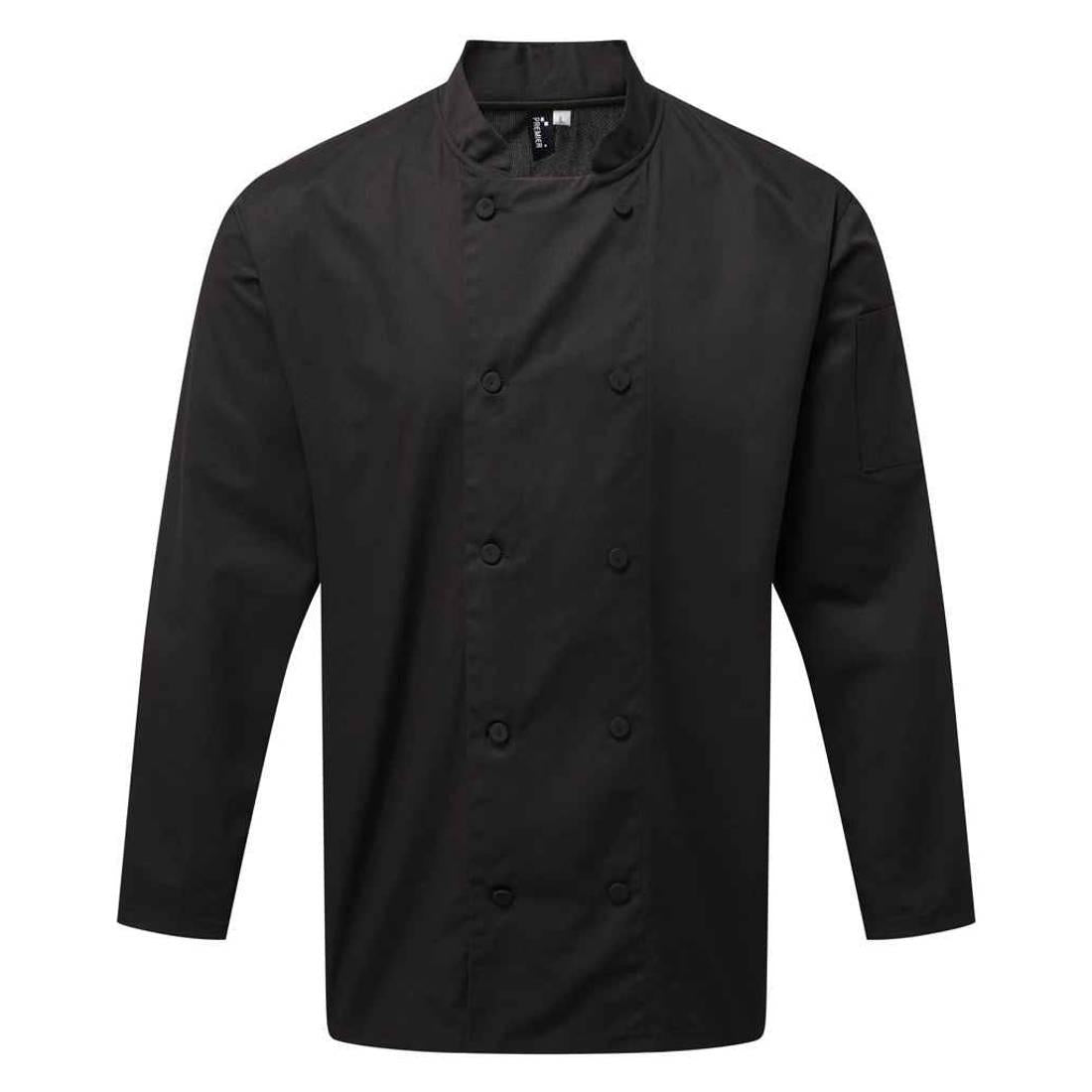Black - Front - Premier Mens Coolchecker Long-Sleeved Chef Jacket