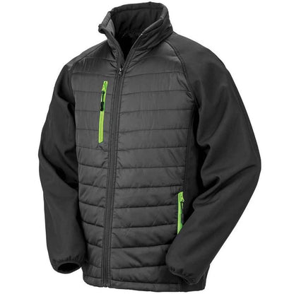 Black-Lime - Front - Result Genuine Recycled Unisex Adult Compass Padded Jacket