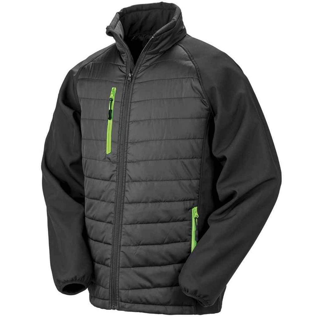 Black-Lime - Front - Result Genuine Recycled Unisex Adult Compass Padded Jacket