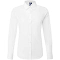 White - Front - Premier Womens-Ladies Recyclight Poplin Long-Sleeved Formal Shirt