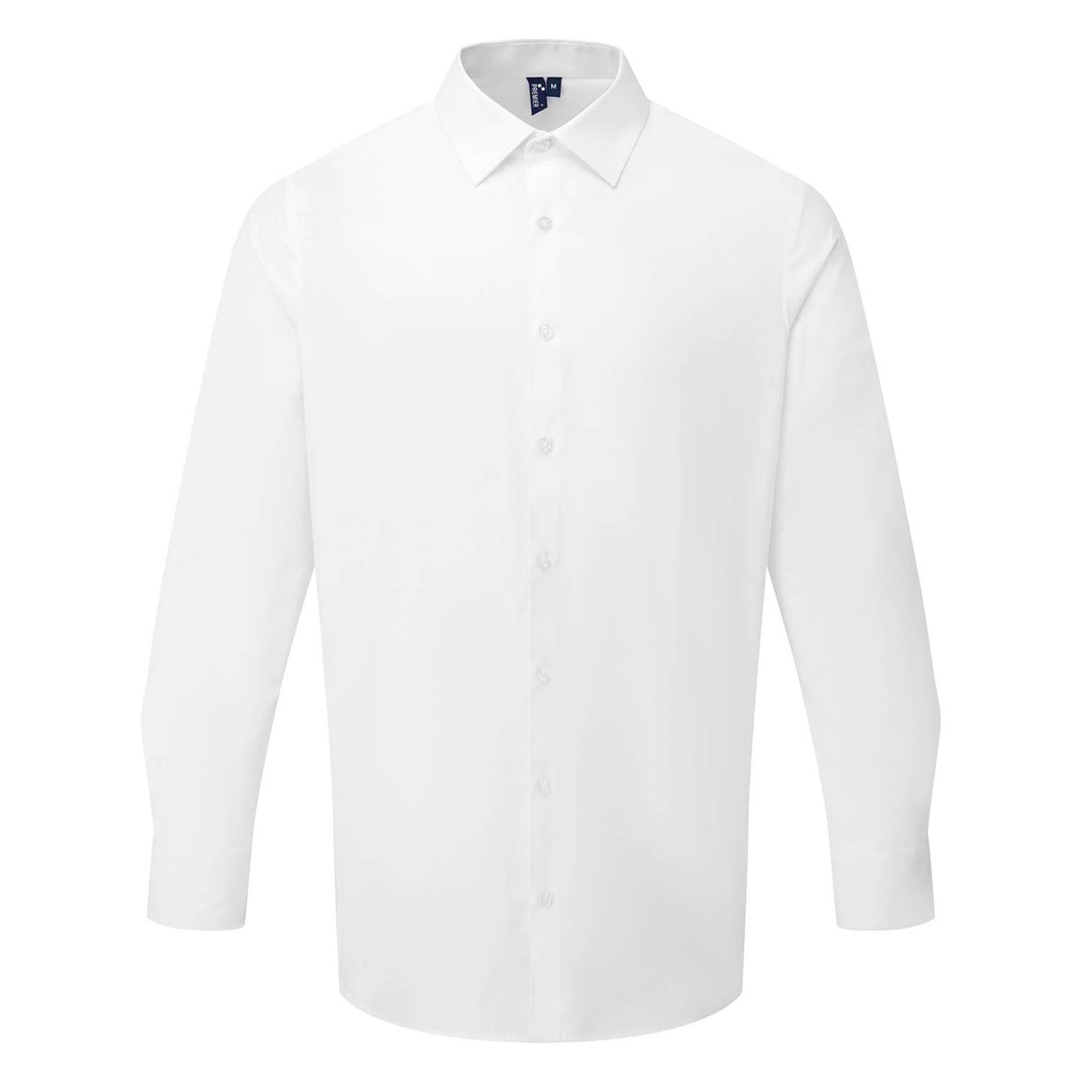 White - Front - Premier Mens Poplin Long-Sleeved Formal Shirt