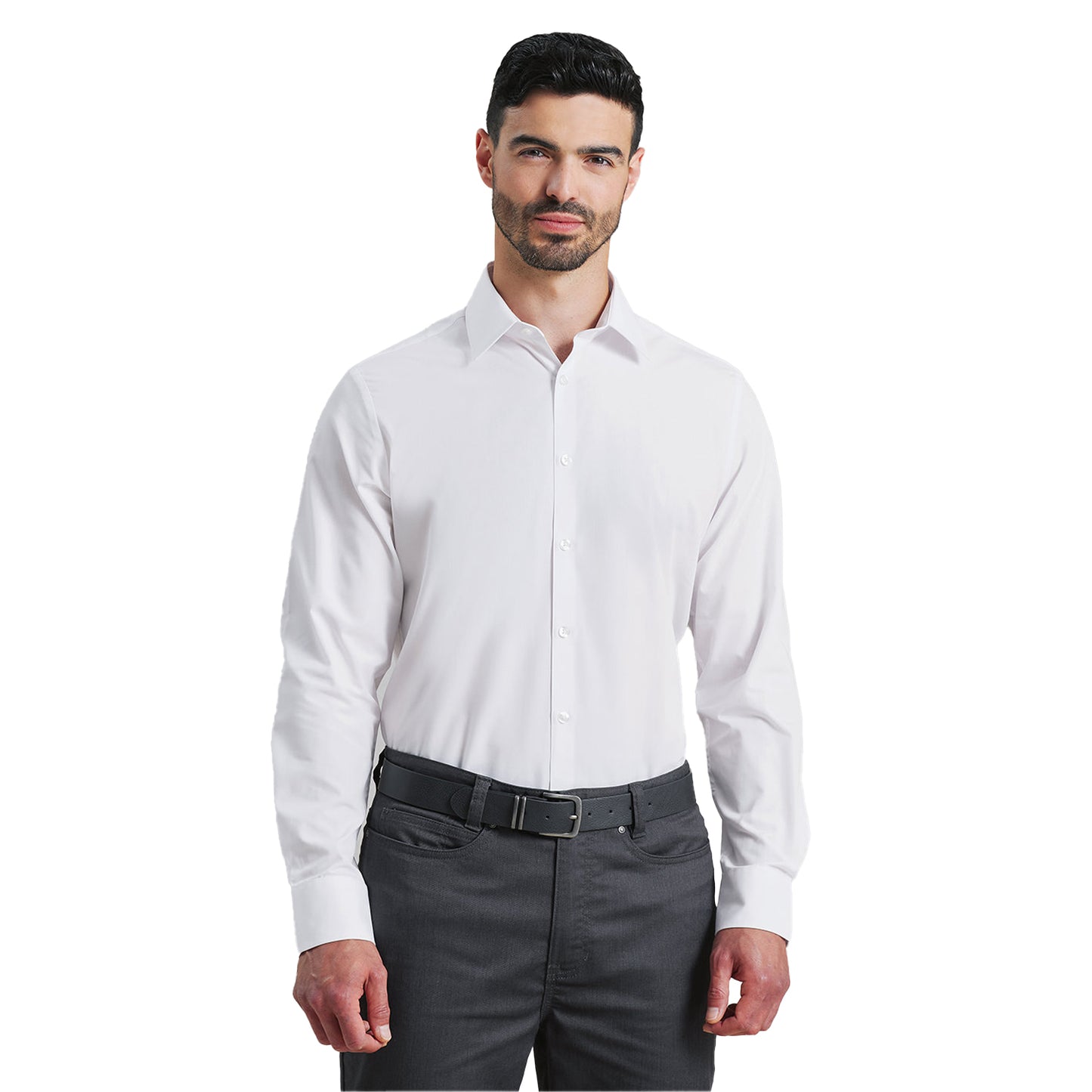 White - Lifestyle - Premier Mens Poplin Long-Sleeved Formal Shirt