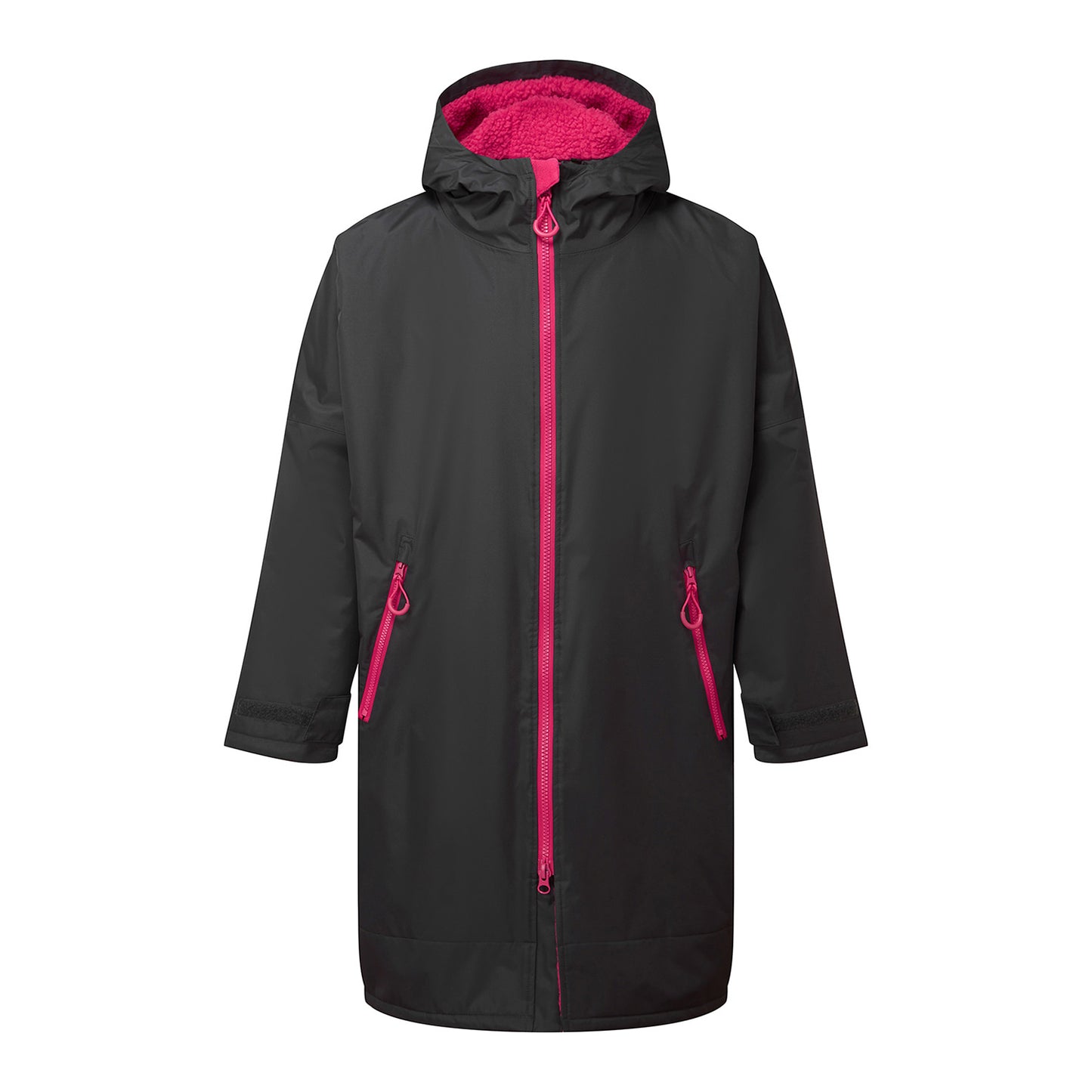 Charcoal-Hot Pink - Front - TriDri Unisex Adult Waterproof Changing Robe