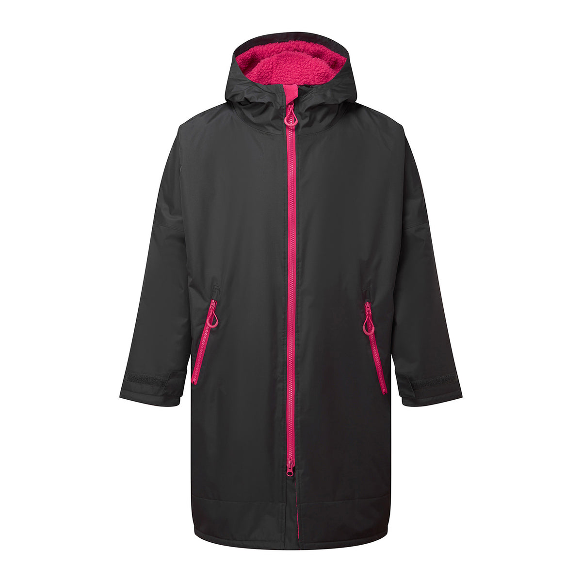 Charcoal-Hot Pink - Front - TriDri Unisex Adult Waterproof Changing Robe
